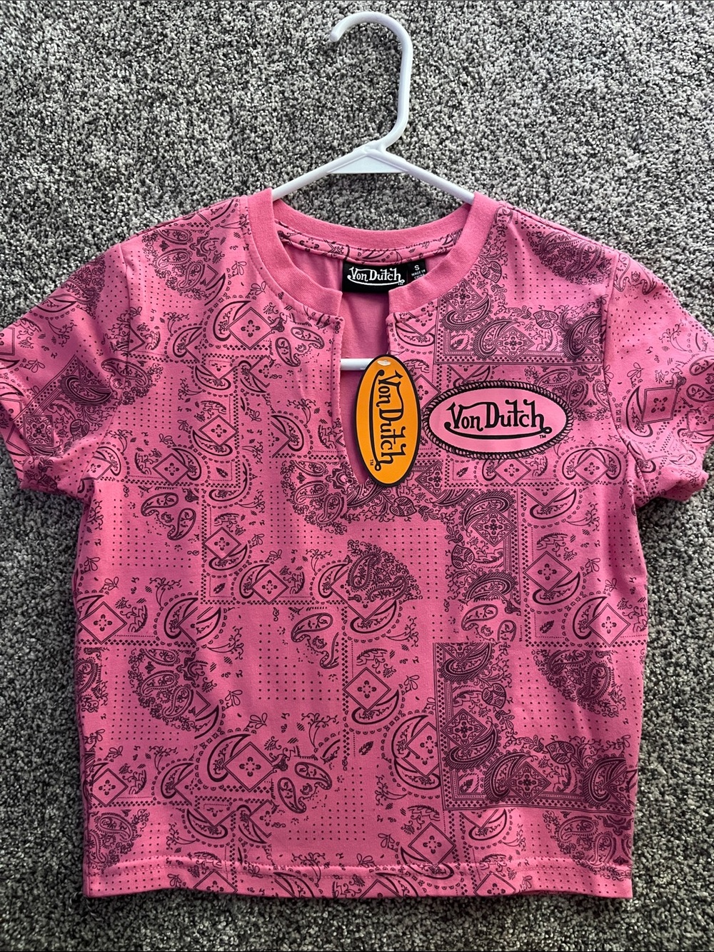Women’s Von Dutch Pink Bandana-Print Short Sleeve Tee